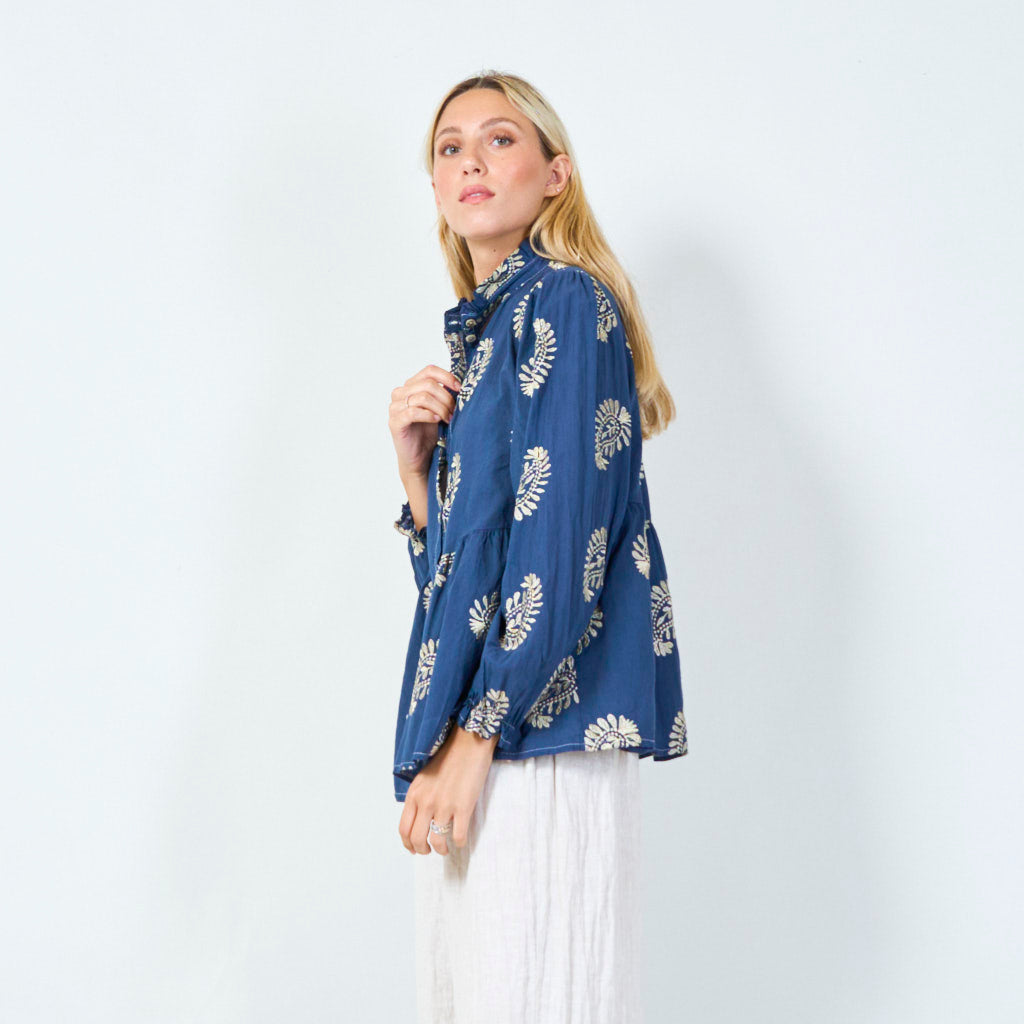 Floral print peplum blouse wholesale