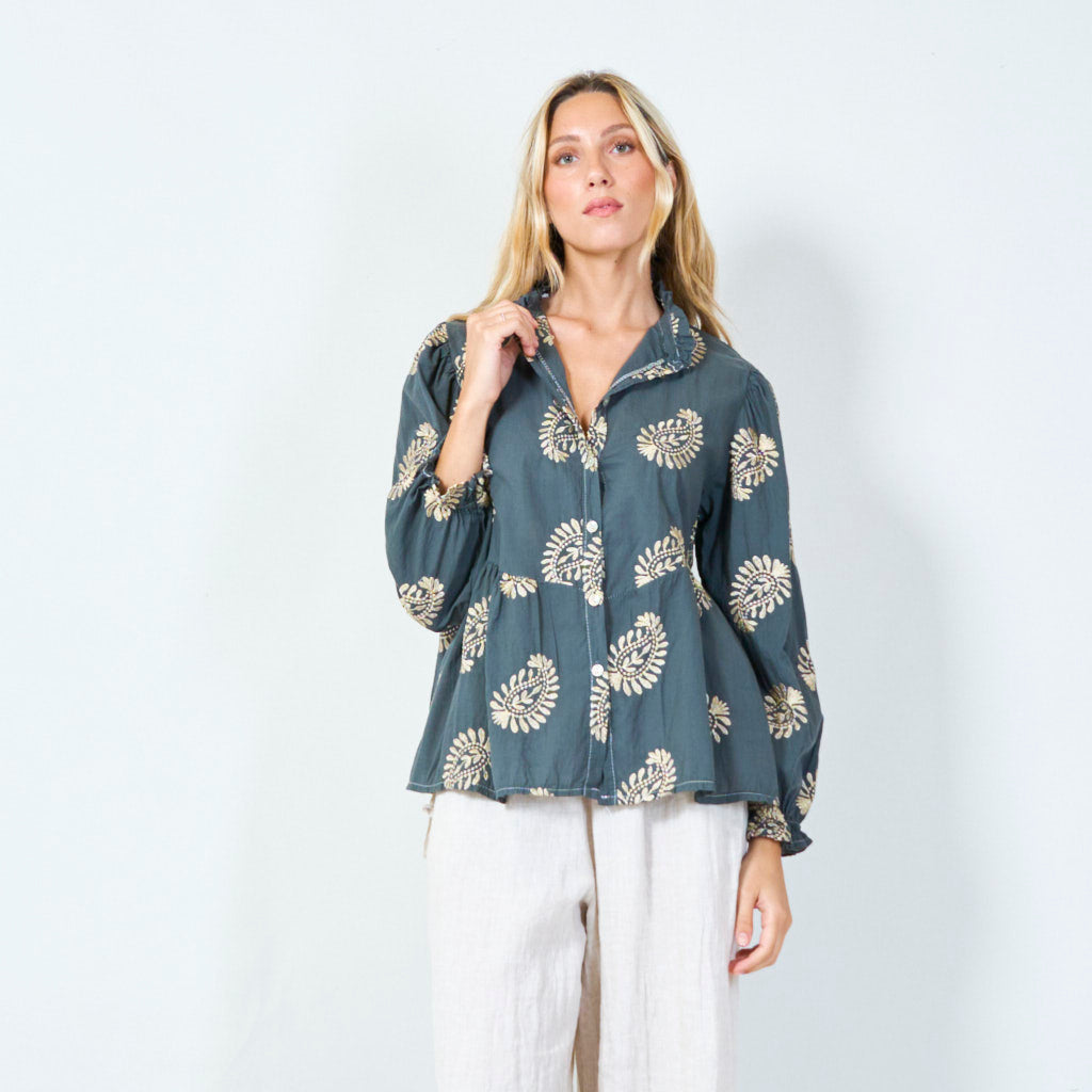 Floral print peplum blouse wholesale