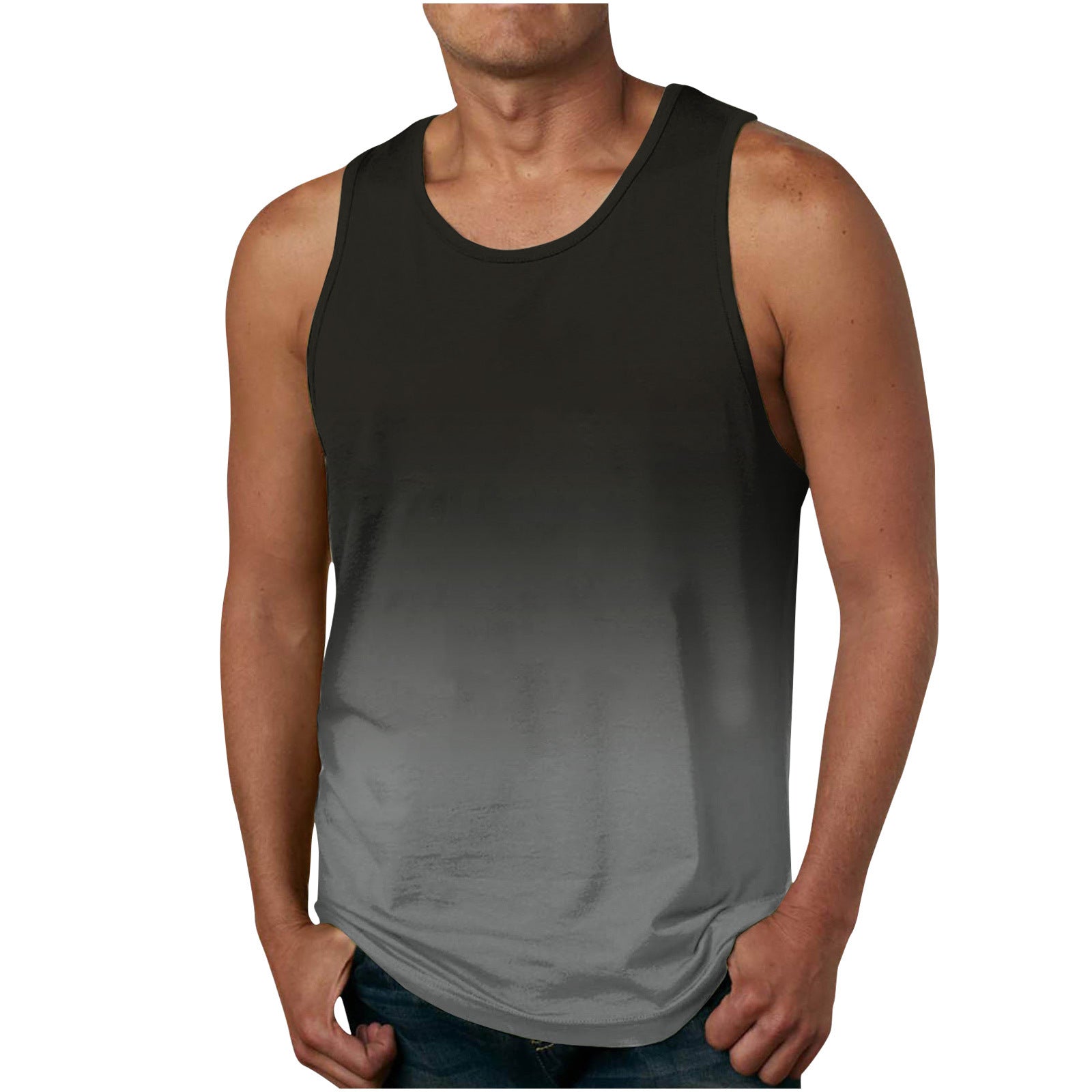 Summer 2023 new gradient color 3D printing, trend vortex digital printing vest T-shirt men