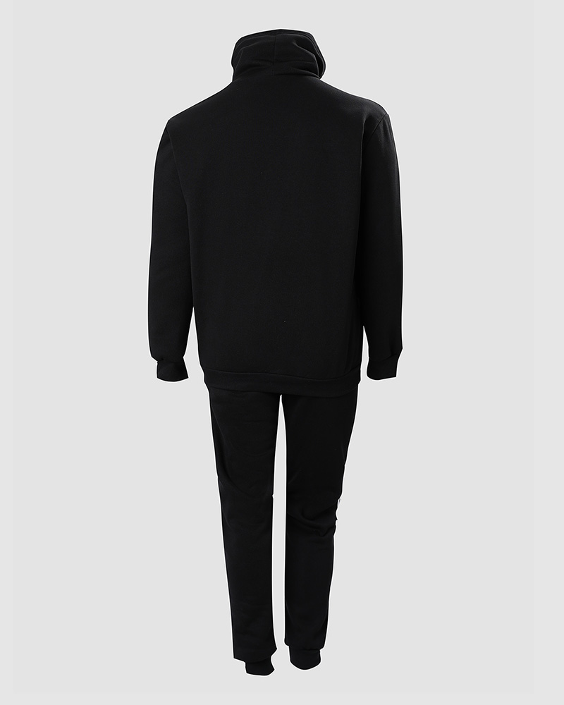 Plus Size Letter Print Long Sleeve Hoodie & Pants Set