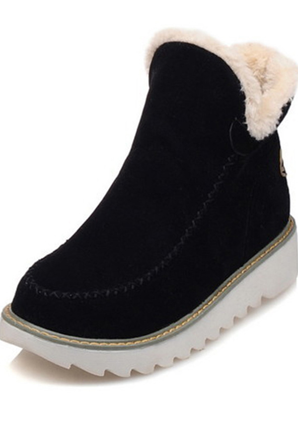 Solid Platform Fuzzy Winter Boots