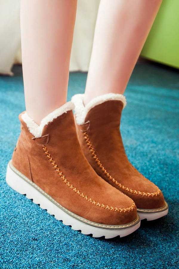 Solid Platform Fuzzy Winter Boots