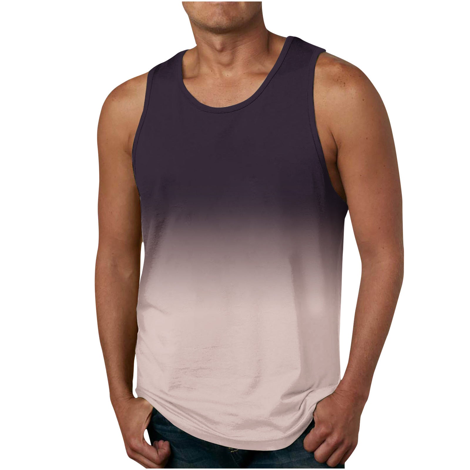 Summer 2023 new gradient color 3D printing, trend vortex digital printing vest T-shirt men