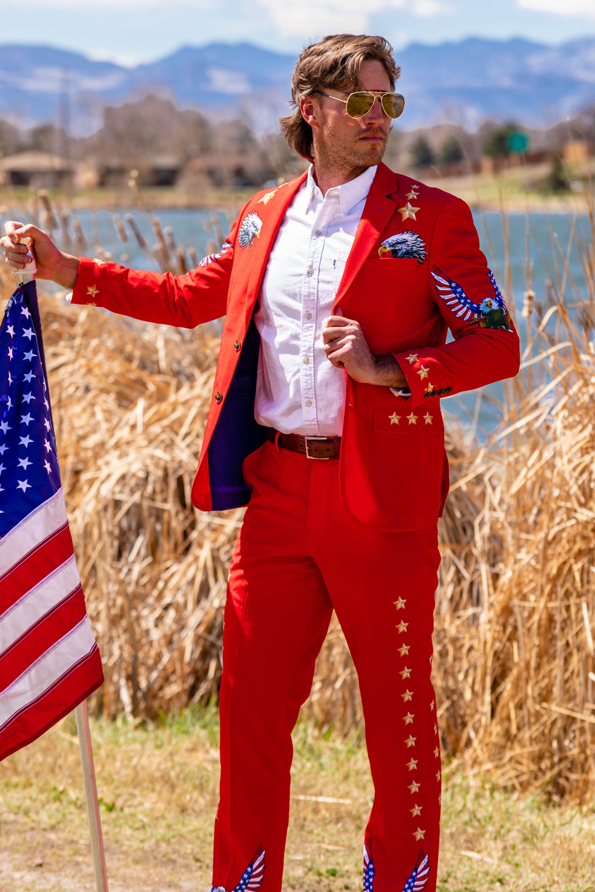 Western Style Red USA Suit S8244