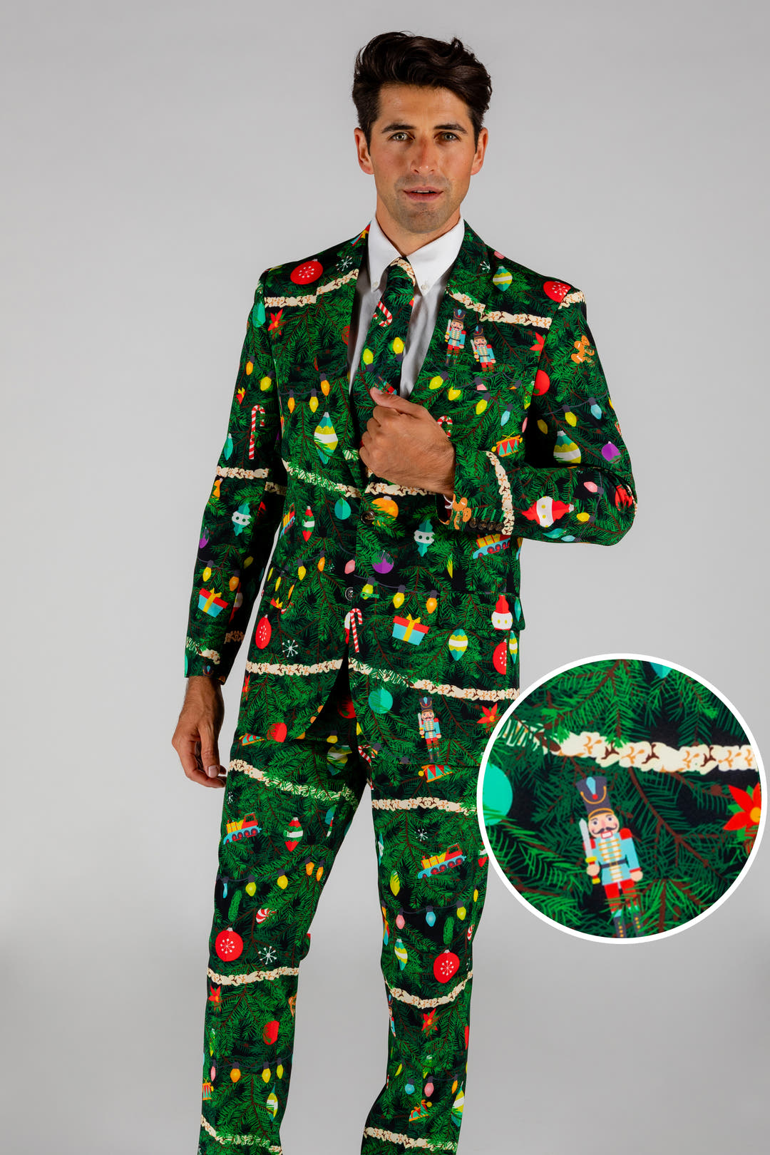 Mens Christmas Tree Print Suit S8277