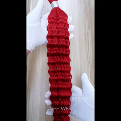 Deep Wave Bulk Human Hair - #Red Braiding Hair