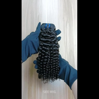 Sew In Hair Extensions - #1B Jerry Curly Human Hair Bundles