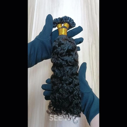 U-Tip Hair Extensions - #1B Deep Curly Human Hair