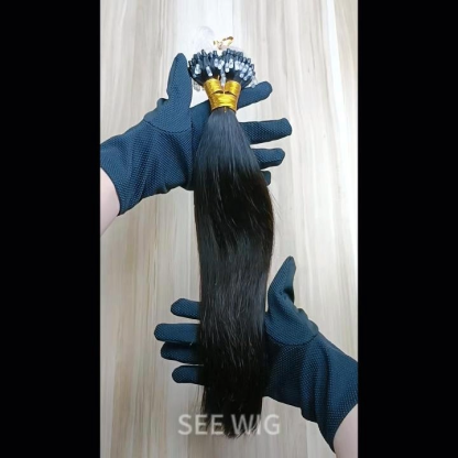 Micro Ring Hair Extensions - #1B Straight Human Hair