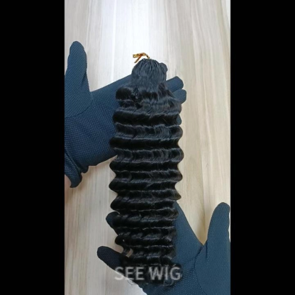 Crochet Braids - #1B Deep Wave Human Crochet Hair