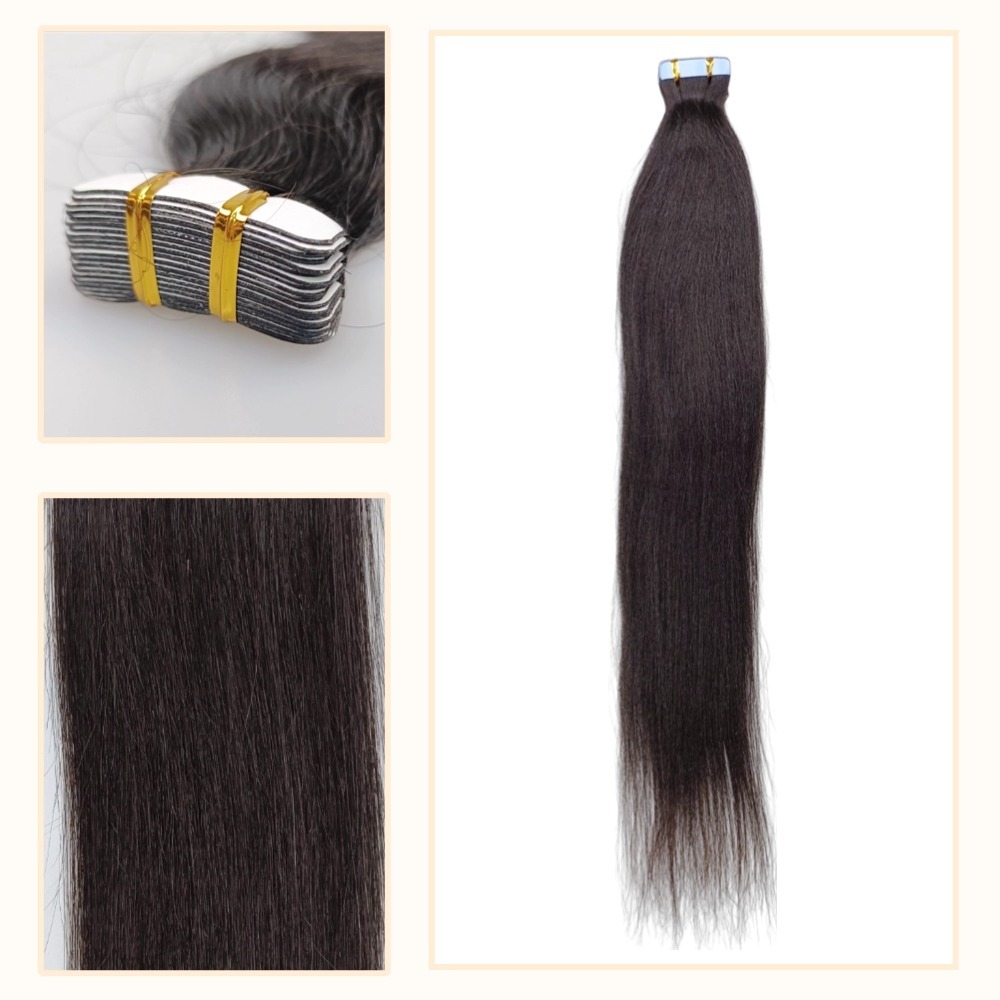 Tape In Hair Extensions - #1B Straight Human Hair