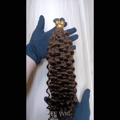 I-Tip Hair Extensions - #2 Deep Curly Human Hair