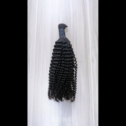 Kinky Curly Bulk Human Hair - #1B Black Braiding Hair