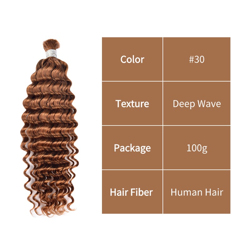 Deep Wave Bulk Human Hair - #30 Hair Extensions