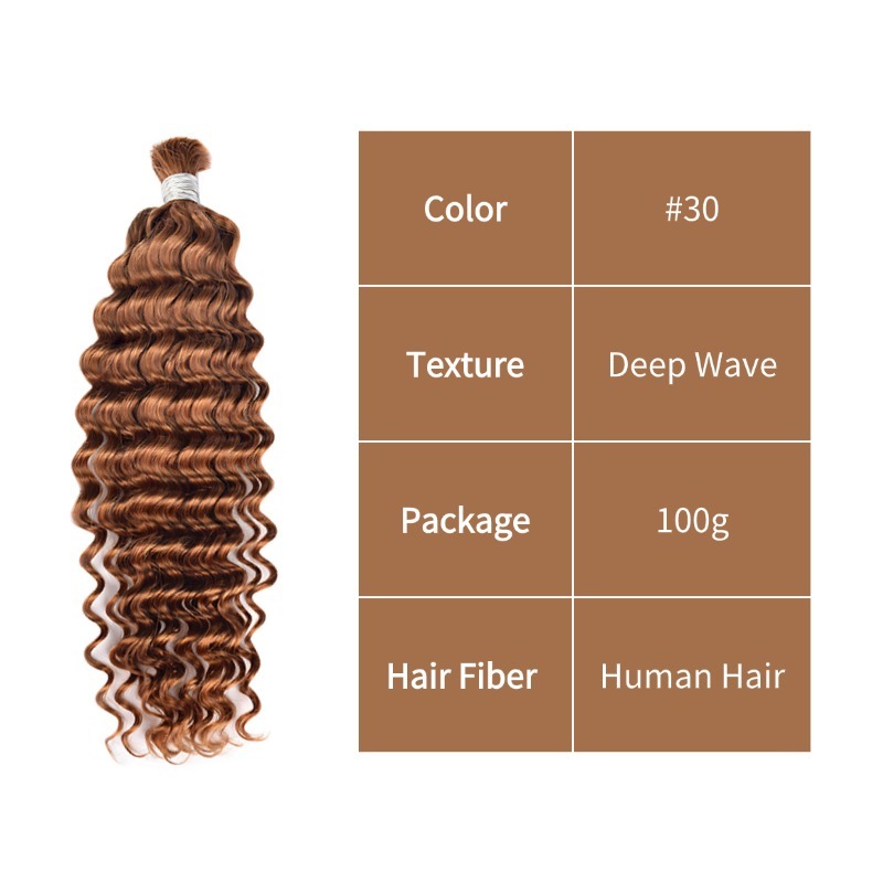 Deep Wave Bulk Human Hair - #30 Hair Extensions