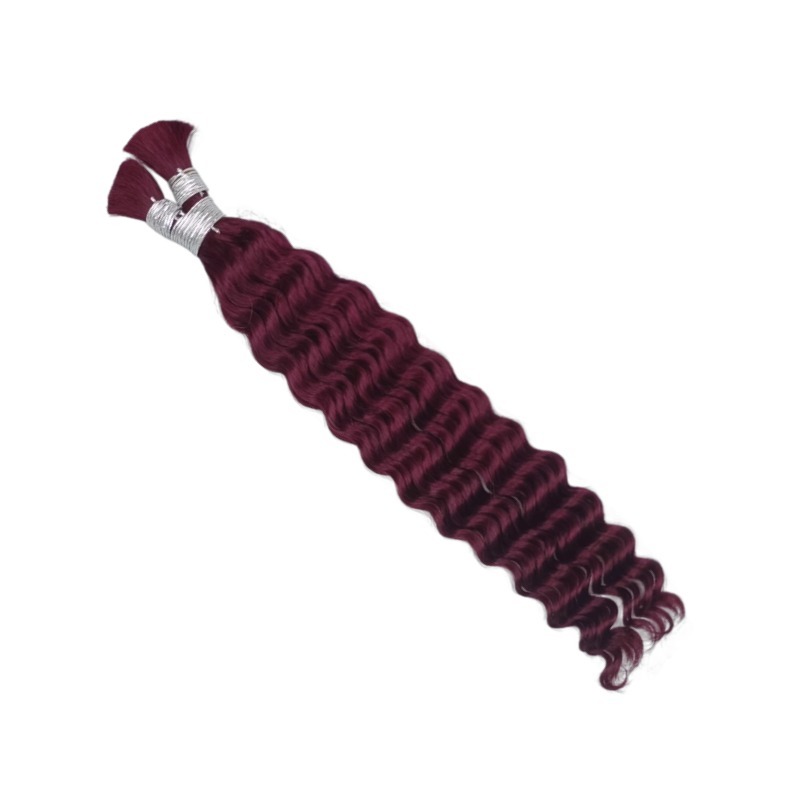 Bulk Human Hair - #99J Burgundy Deep Wave Braiding Hair