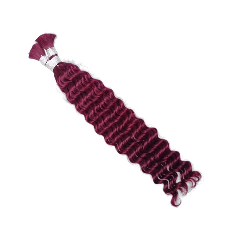 Bulk Human Hair - #99J Burgundy Deep Wave Braiding Hair