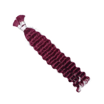 Bulk Human Hair - #99J Burgundy Deep Wave Braiding Hair