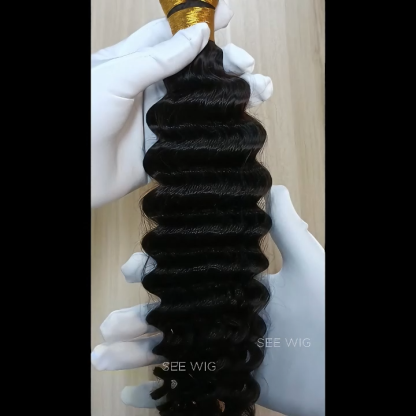 K-Tip Hair Extensions - #1B Deep Wave Human Hair