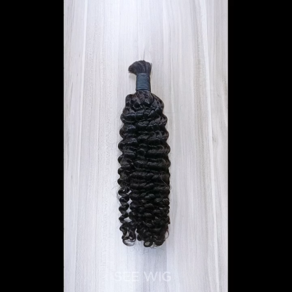 Deep Curly Bulk Human Hair - #1B Black Braiding Hair
