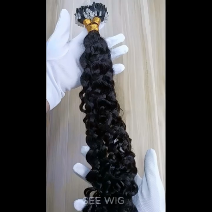 Micro Ring Hair Extensions - #1B Italian Curly Human Hair