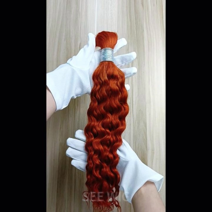Deep Curly Bulk Human Hair - #350 Ginger Braiding Hair
