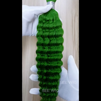 Deep Wave Bulk Human Hair - #Green Braiding Hair