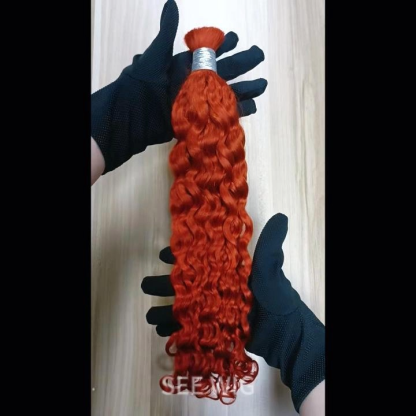 Bulk Human Hair - #350 Ginger Italian Curly Braiding Hair