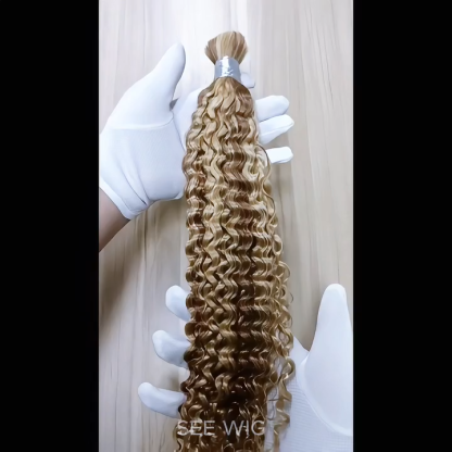 Deep Curly Bulk Human Hair - #27/30/613 Braiding Hair