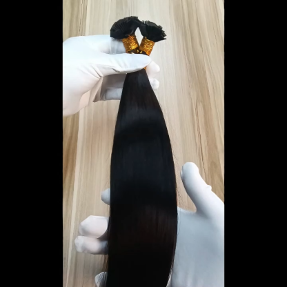 K-Tip Hair Extensions - #1B Straight Human Hair