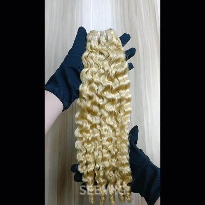 Sew In Hair Extensions - #613 French Curly Human Hair
