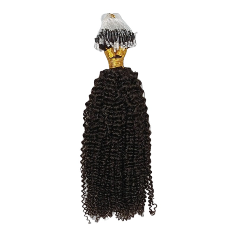 Micro Ring Hair Extensions - #1B Kinky Curly Human Hair