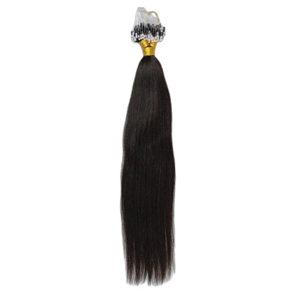 Micro Ring Hair Extensions - #1B Yaki Straight Human Hair