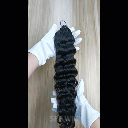 Pre-looped Crochet Braids - #1B Water Wave Human Hair