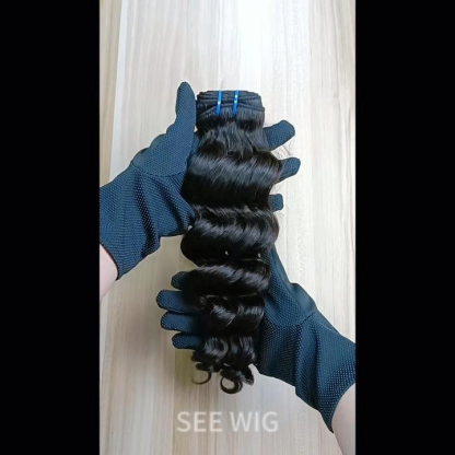 Sew In Hair Extensions - #1B Loose Wave Human Hair