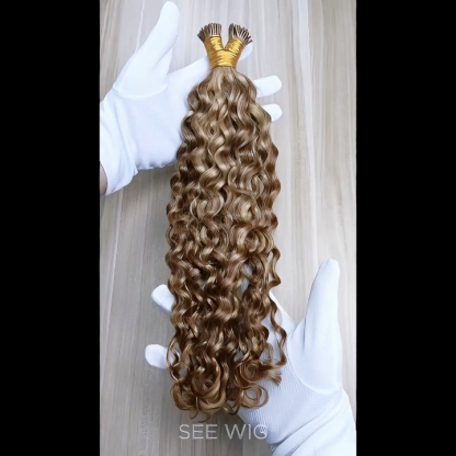 I-Tip Hair Extensions - #27/30 Italian Curly Human Hair