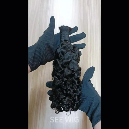 Bulk Human Hair - #1B Burmese Curly Braiding Hair