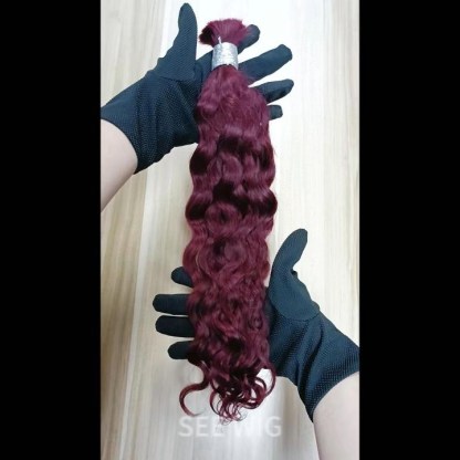 Bulk Human Hair - #99J Burgundy Water Wave Braiding Hair