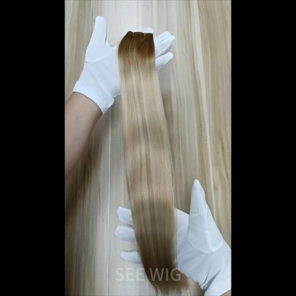 Genius Weft Hair Extensions - #T4P18/60 Straight Human Hair(10 pieces)