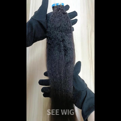 Tape In Hair Extensions - #1B Kinky Straight Human Hair