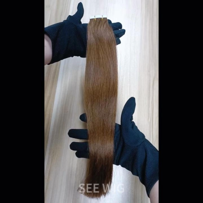 Tape In Hair Extensions - #8 Brown Straight Human Hair