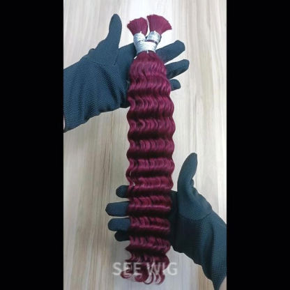 Bulk Human Hair - #99J Burgundy Deep Wave Braiding Hair