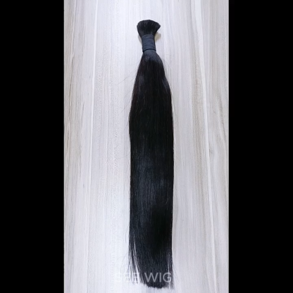 Straight Bulk Human Hair - #1B Black Braiding Hair