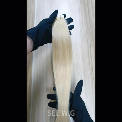 Tape In Hair Extensions - #613 Blonde Straight Human Hair
