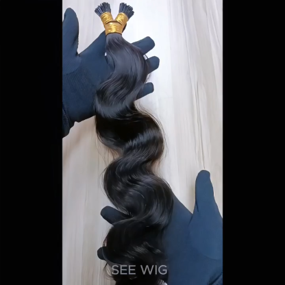 I-Tip Hair Extensions - #1B Body Wave Human Hair