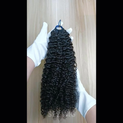 Pre-looped Crochet Braids - #1B Kinky Curly Human Hair
