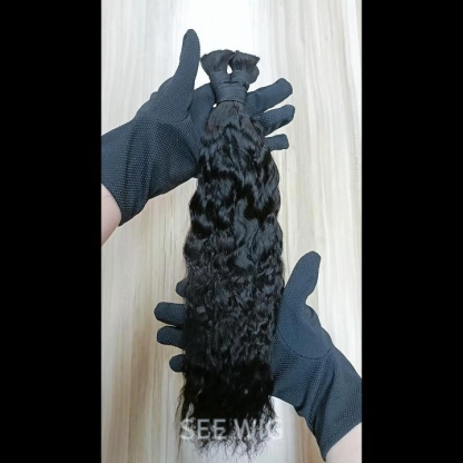 Bulk Human Hair - #1B Black Wet and Wavy Braiding Hair