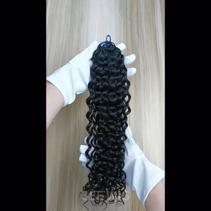Pre-looped Crochet Braids - #1B Deep Curly Human Hair