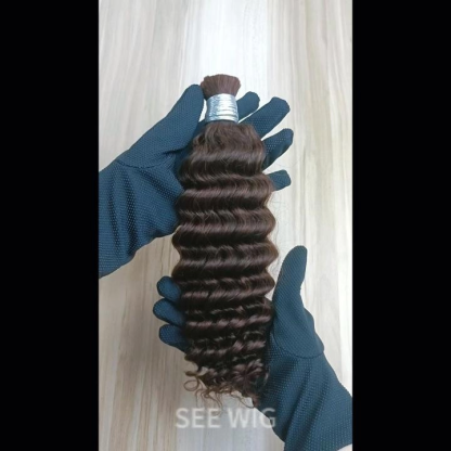 Bulk Human Hair - #3 Coffee Brown Deep Wave Braiding Hair