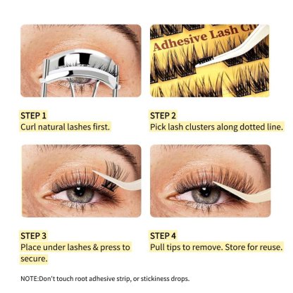 Glueless Press On Eyelash Extensions(48 Clusters)